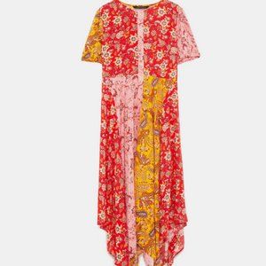 ZARA BOHEMIAN BUTTON DOWN PATCHWORK DRESS